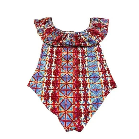Marie Oliver Swimsuit Ellery XL Multicolor One Piece Off Shoulder Ruffle $245 - Picture 3 of 5